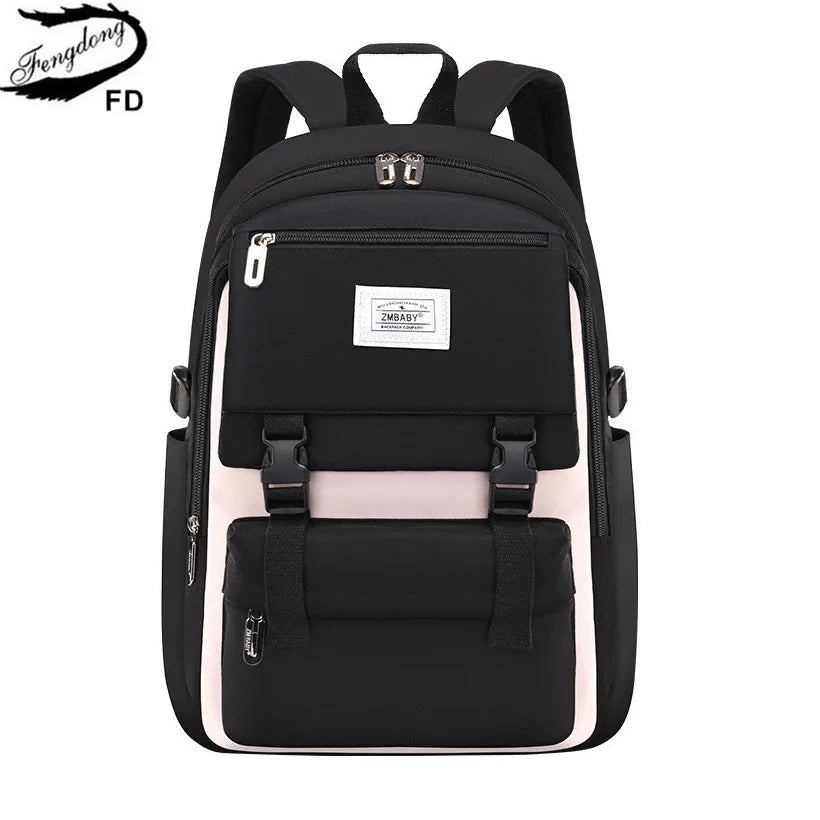 Fengdong high school backpack for girls student schoolbag large capacity Backpack middel  School Bags for Teenagers bookbag