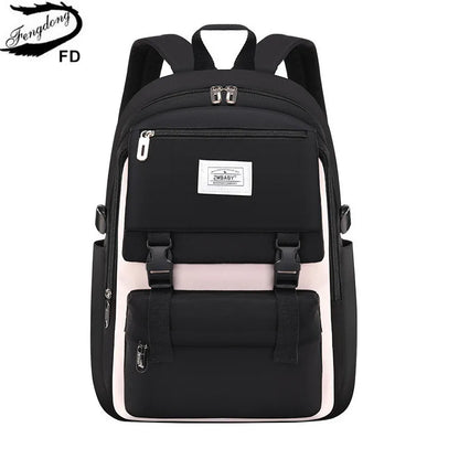 Fengdong high school backpack for girls student schoolbag large capacity Backpack middel  School Bags for Teenagers bookbag