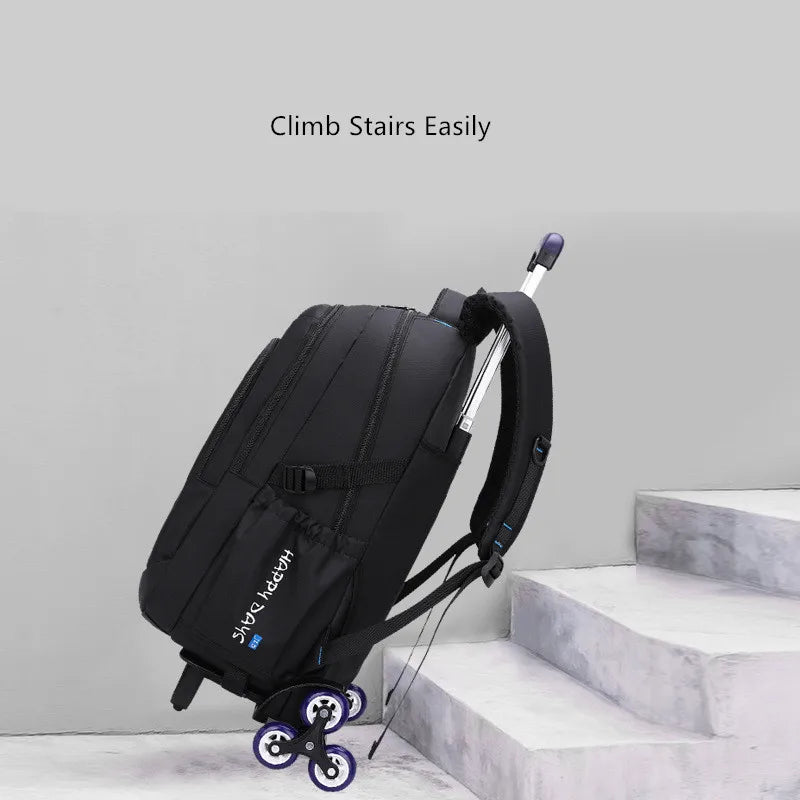 Fengdong high school backpack kit with wheels detachable trolley school bags for boys bookbag large capacity rolling backpack
