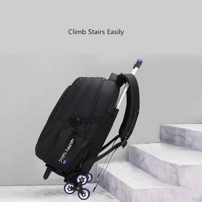 Fengdong high school backpack kit with wheels detachable trolley school bags for boys bookbag large capacity rolling backpack