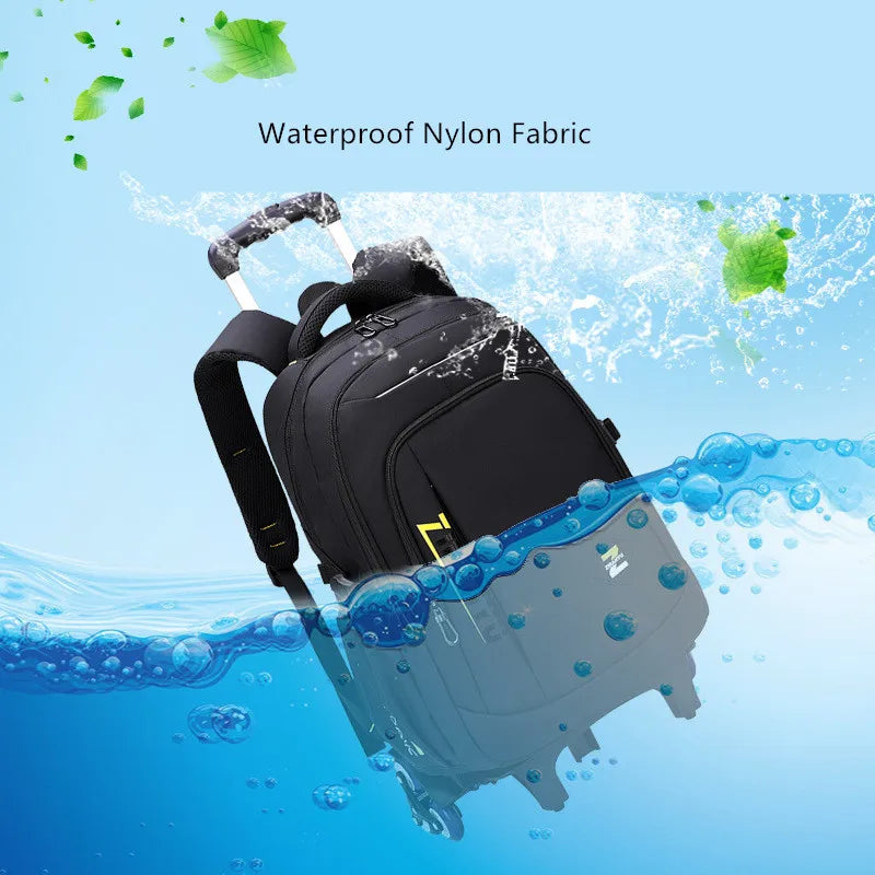 Fengdong high school backpack kit with wheels detachable trolley school bags for boys bookbag large capacity rolling backpack