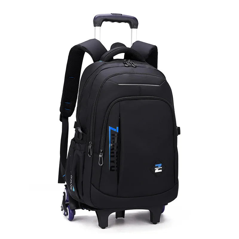 Fengdong high school backpack kit with wheels detachable trolley school bags for boys bookbag large capacity rolling backpack