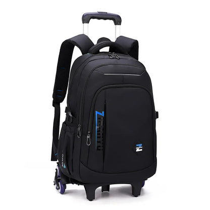 Fengdong high school backpack kit with wheels detachable trolley school bags for boys bookbag large capacity rolling backpack