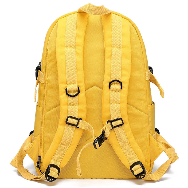 Fengdong high school backpack waterproof yellow black backpack usb port book bag large school backpack for teenage boys girls