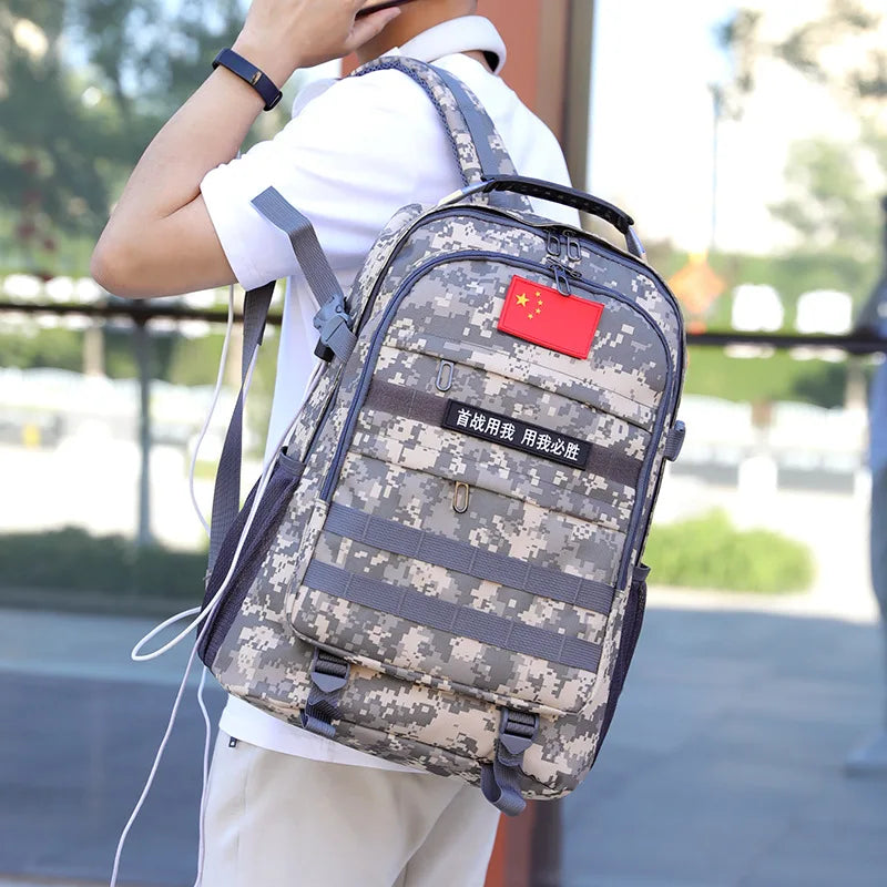 Fengdong junior high school backpack for teenage boys camouflage bookbag school bags large capacity sport backpack USB port