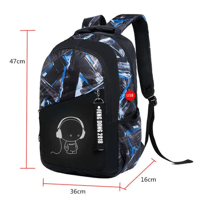 Fengdong junior high school backpack teenage boys school bags student large capacity backpack luminous book bag male bagpack
