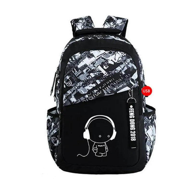 Fengdong junior high school backpack teenage boys school bags student large capacity backpack luminous book bag male bagpack
