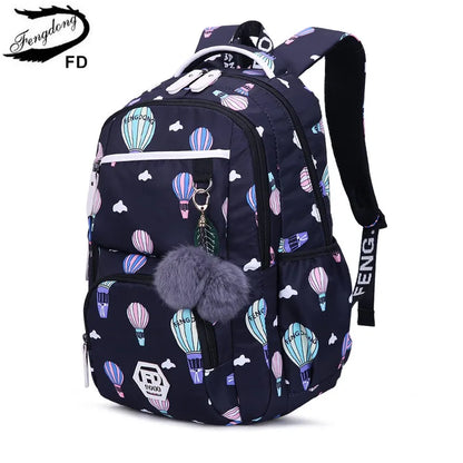 Fengdong kids school backpack children school bags for girls cute book bag student backpack teenage girls travel laptop backpack