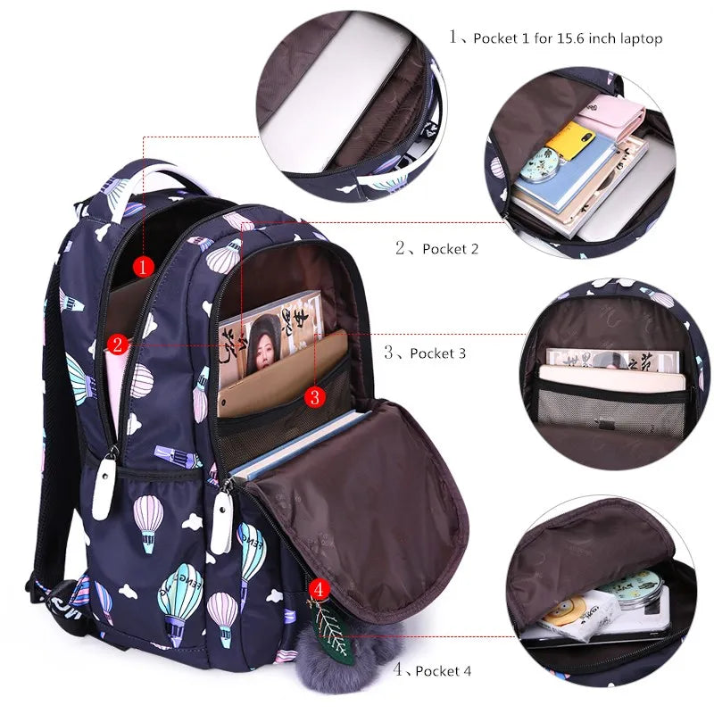 Fengdong kids school backpack children school bags for girls cute book bag student backpack teenage girls travel laptop backpack