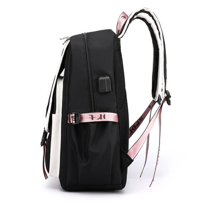 Fengdong kids school backpack for girls korean style black pink cute backpack schoolbag kawaii backpacks for teenage girls gift