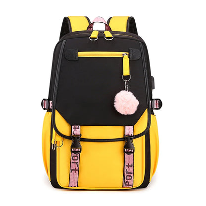 Fengdong kids school backpack for girls korean style black pink cute backpack schoolbag kawaii backpacks for teenage girls gift