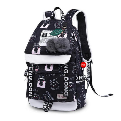 Fengdong korean style high school backpack for teenage girl fashion black white student girls backpack schoolbag cute book bag