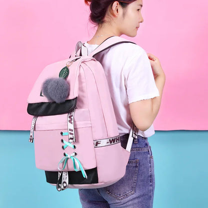Fengdong korean style high school backpack for teenage girl fashion black white student girls backpack schoolbag cute book bag