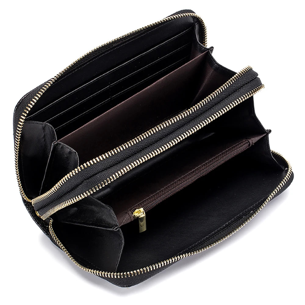 Fengdong ladies big card wallet women genuine leather phone wallet girl gift female big money bag vintage flower leather purse