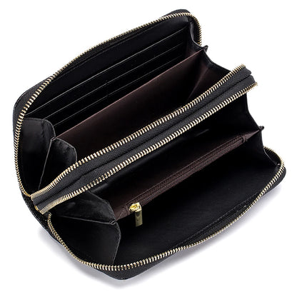 Fengdong ladies big card wallet women genuine leather phone wallet girl gift female big money bag vintage flower leather purse