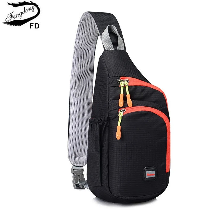 Fengdong male sling chest bag small crossbody bags for men outdoor sport water bottle bag one shoulder cycling bag pack boy gift