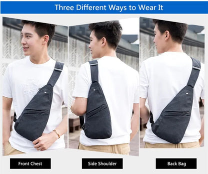 Fengdong men anti theft chest bag boy ultra thin small shoulder bag for mobile phone keys crossbody bags for men mini bagpack