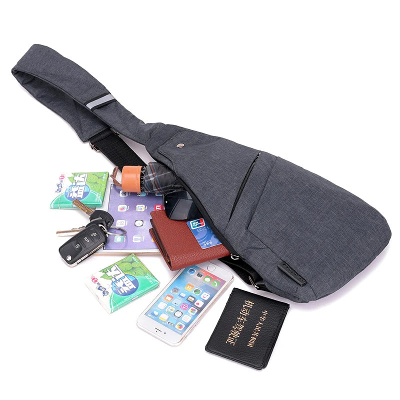 Fengdong men anti theft chest bag boy ultra thin small shoulder bag for mobile phone keys crossbody bags for men mini bagpack