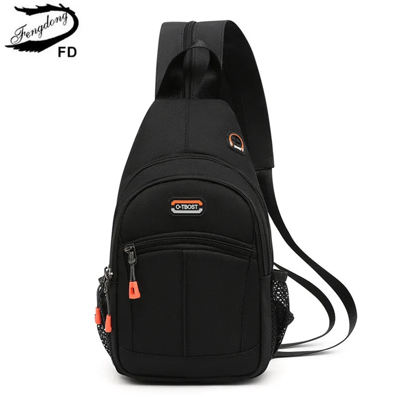Fengdong men anti-theft chest bag small backpack mini cross body bags unisex shoulder bag female outdoor travel sports bag pack