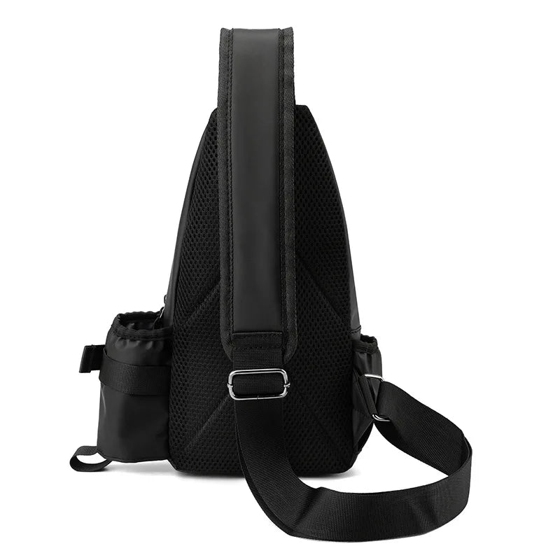 Fengdong men mini backpack usb port small sports backbag sling chest bag male bagpack male multifunctional crossbody bag