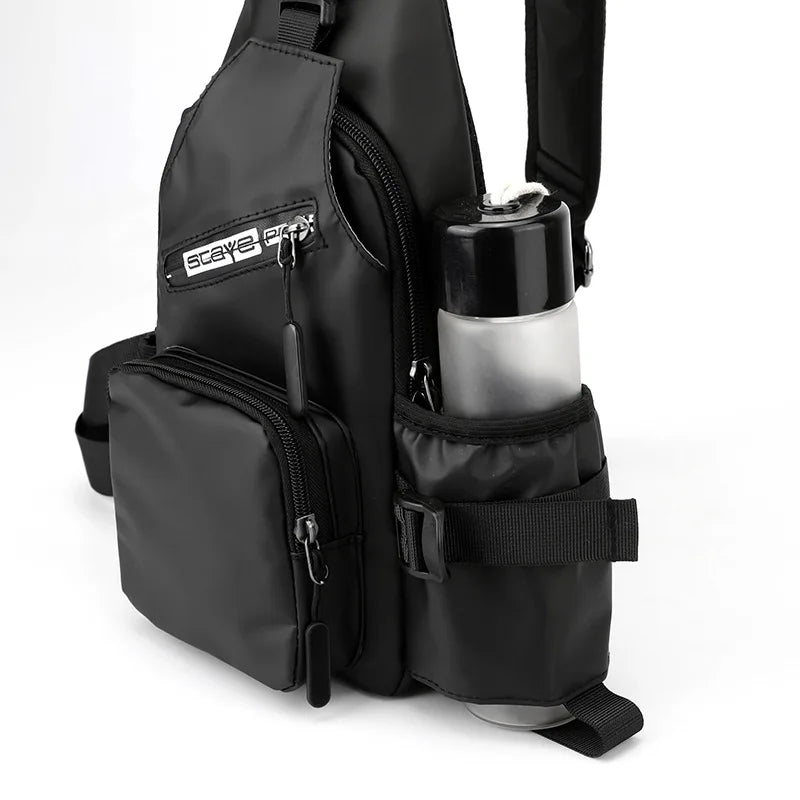 Fengdong men mini backpack usb port small sports backbag sling chest bag male bagpack male multifunctional crossbody bag