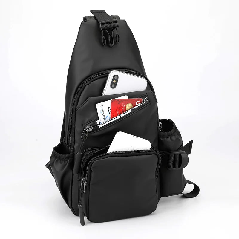 Fengdong men mini backpack usb port small sports backbag sling chest bag male bagpack male multifunctional crossbody bag