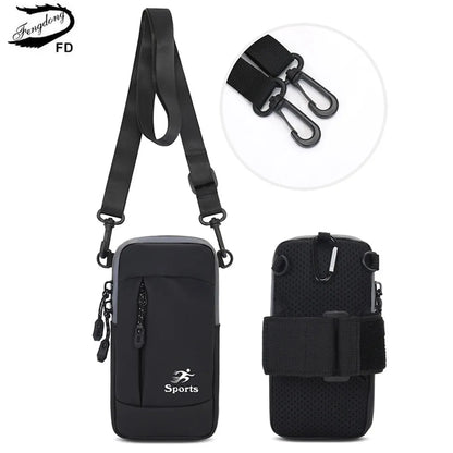 Fengdong men mini cross body bag outdoor sport luminous running arm bag waterproof one shoulder bag small multifunctional bag
