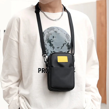 Fengdong men mini cross body bag small shoulder bag Men Messenger Bag Boy waterproof mobile phone bag male travel sport bag