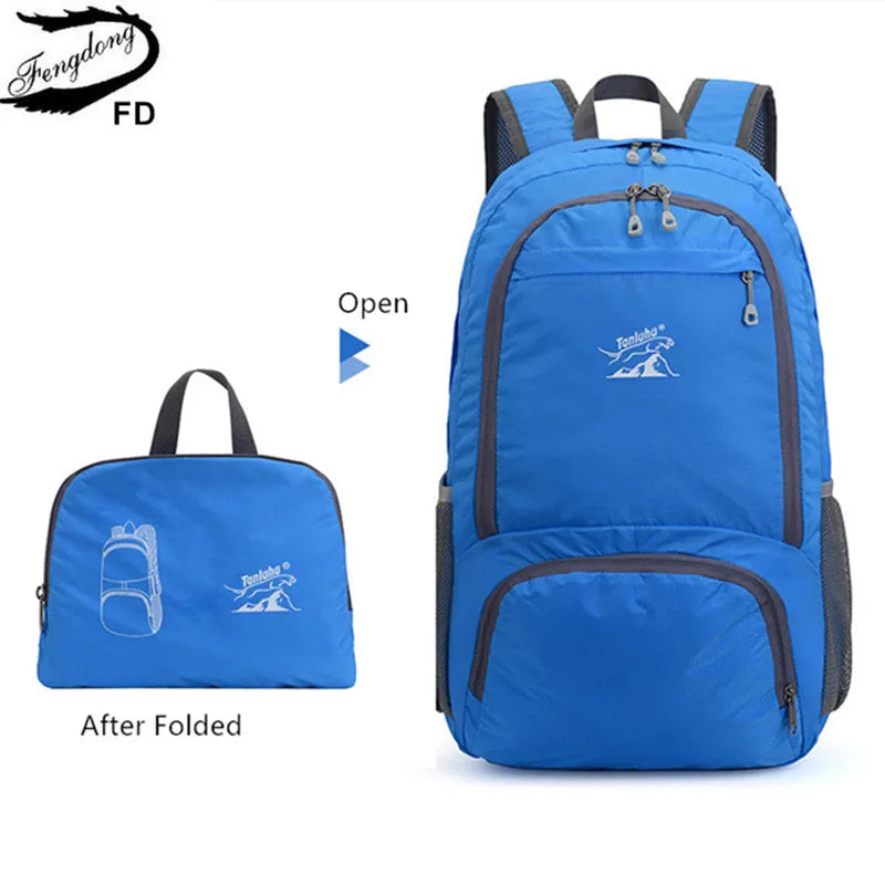 Fengdong men outdoor sports backpack folding lightweight backpack large capacity waterproof backpack men ultra light backpack