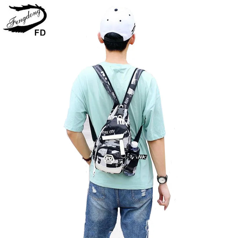 Fengdong men small sport backpack mini bags for boys water bagpack multifunctional mini travel backpack boy chest bag rucksack