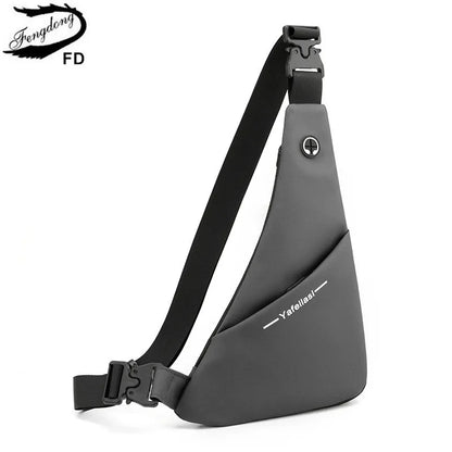Fengdong men ultra thin chest bag anti theft Crossbody Bags small shoulder bags for men outdoor sport bag men cell phone bag