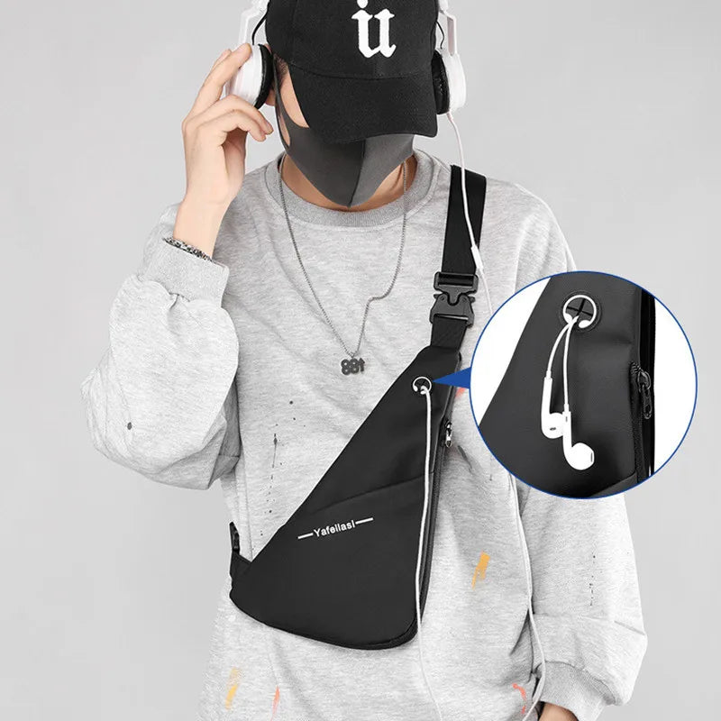 Fengdong men ultra thin chest bag anti theft Crossbody Bags small shoulder bags for men outdoor sport bag men cell phone bag