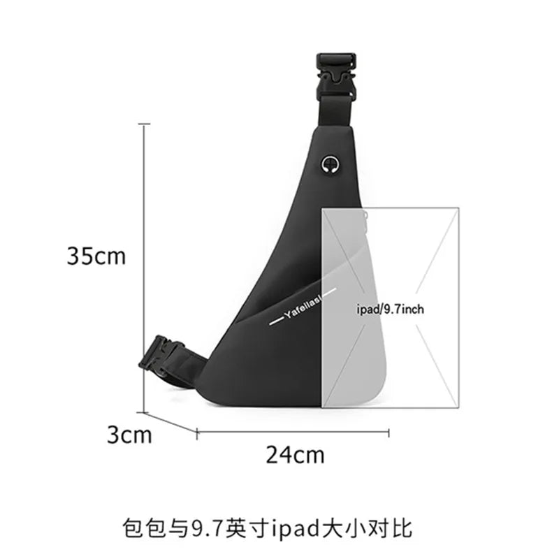 Fengdong men ultra thin chest bag anti theft Crossbody Bags small shoulder bags for men outdoor sport bag men cell phone bag