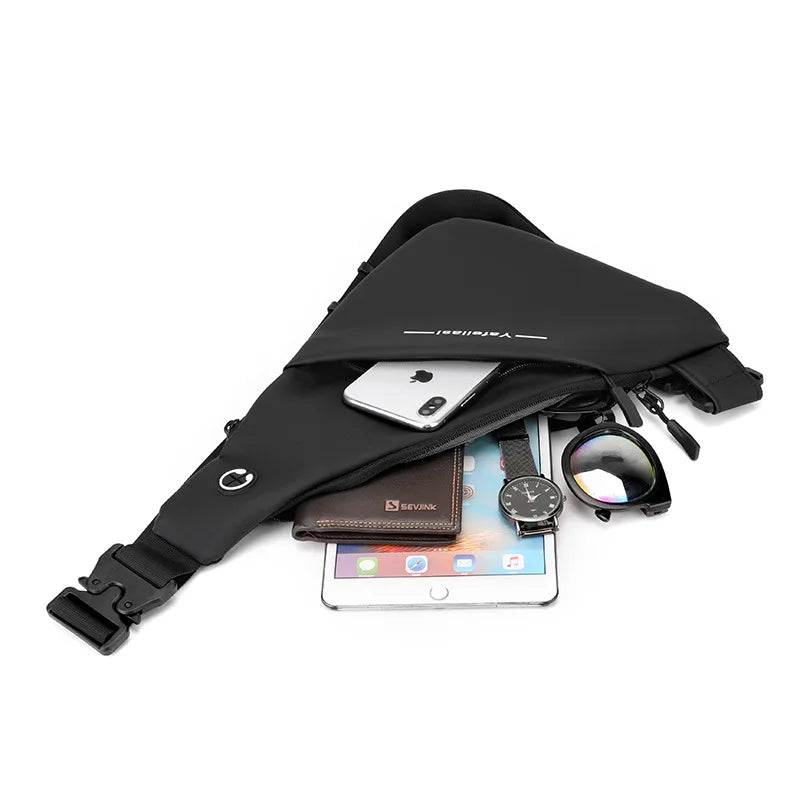 Fengdong men ultra thin chest bag anti theft Crossbody Bags small shoulder bags for men outdoor sport bag men cell phone bag