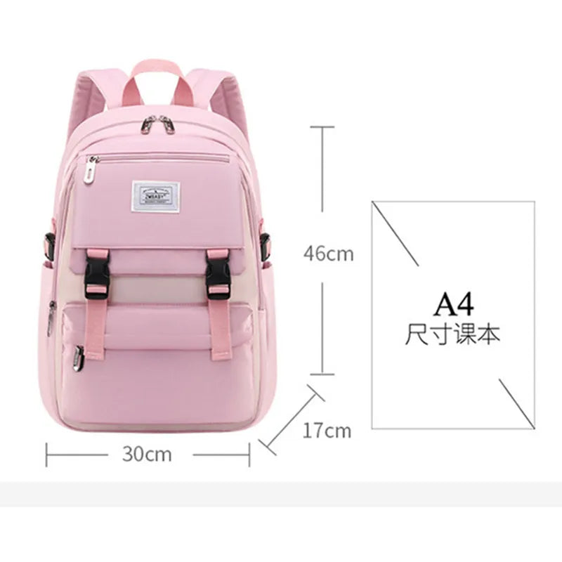 Fengdong middle school backpack for girls high school book bag waterproof light weight schoolbag kids backpack teen schoolbag