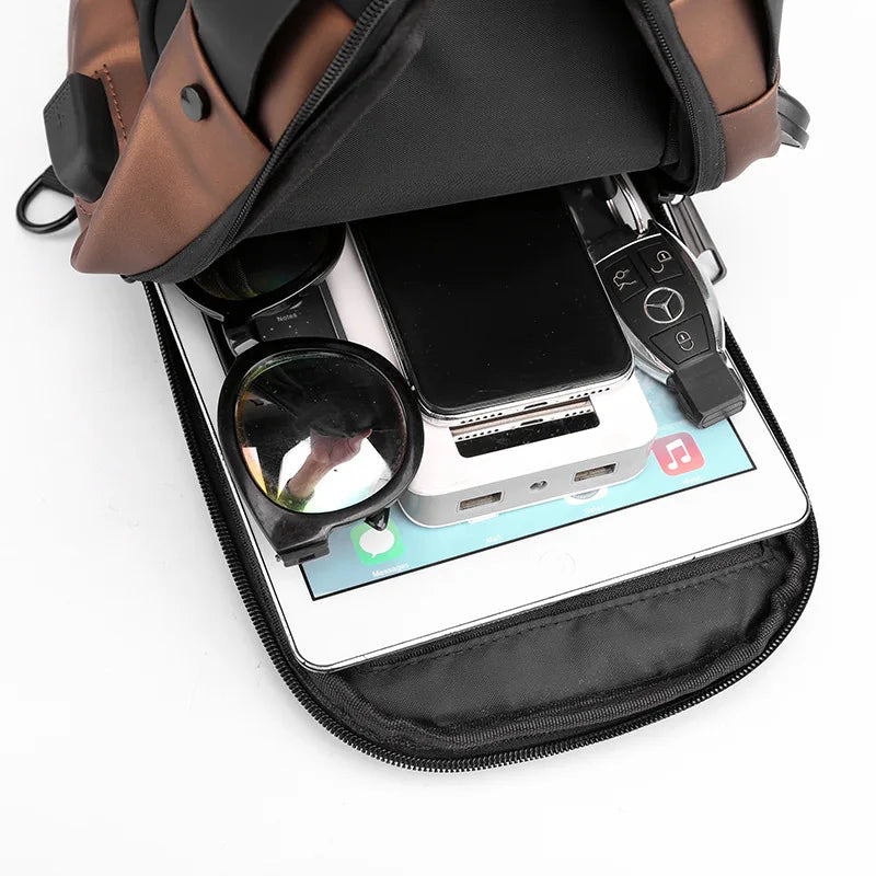 Fengdong password lock anti-theft bag luxury chest bag for men usb port small backpack shoulder bag husband gift Crossbody Bags