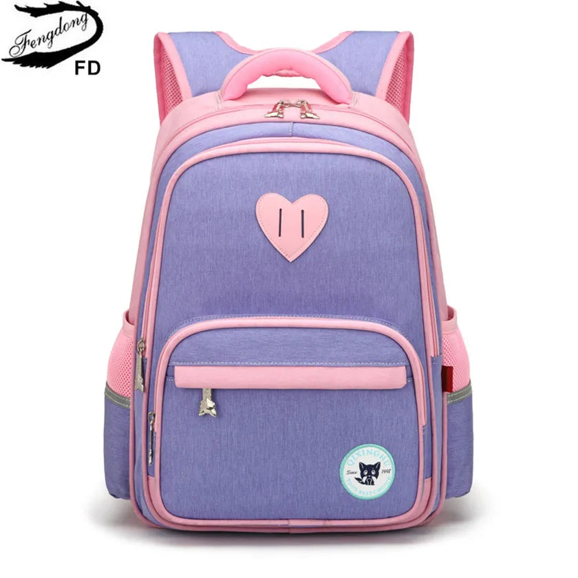 Fengdong primary school bag girls backpack 6-10Y elementary student book bag kids green purple pink school backpack children bag
