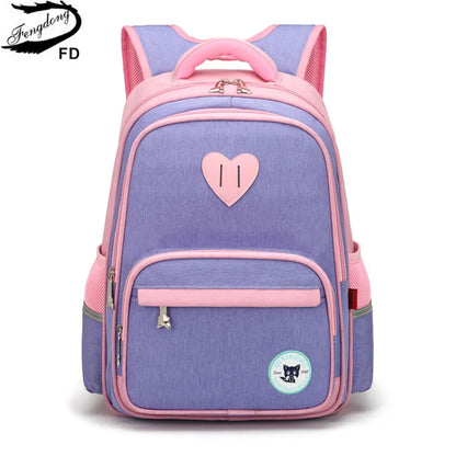 Fengdong primary school bag girls backpack 6-10Y elementary student book bag kids green purple pink school backpack children bag