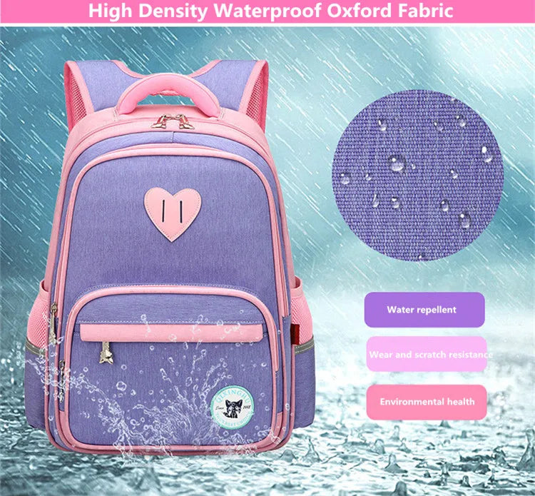 Fengdong primary school bag girls backpack 6-10Y elementary student book bag kids green purple pink school backpack children bag