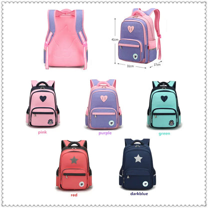 Fengdong primary school bag girls backpack 6-10Y elementary student book bag kids green purple pink school backpack children bag