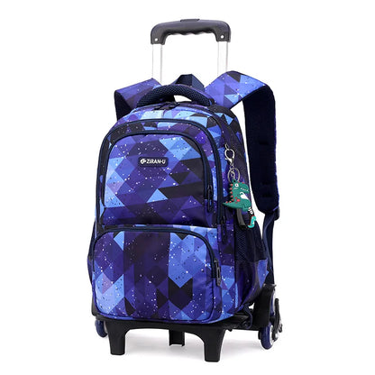 Fengdong primary student trolley school backpack with 6 wheels cute elementary school bags for girls rolling back pack for kids