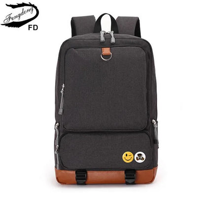 Fengdong school backpack for boys black laptop computer backpack kids school bag bagpack men travel bags backpacks for children
