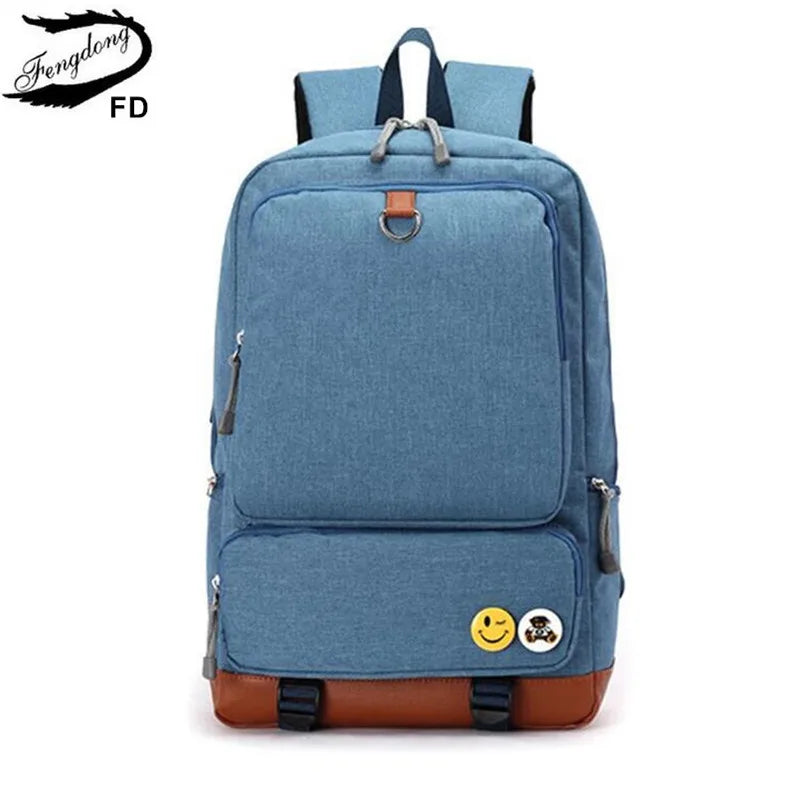 Fengdong school backpack for boys black laptop computer backpack kids school bag bagpack men travel bags backpacks for children