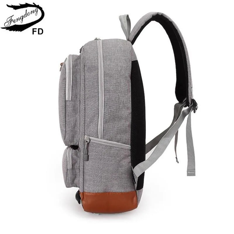Fengdong school backpack for boys black laptop computer backpack kids school bag bagpack men travel bags backpacks for children