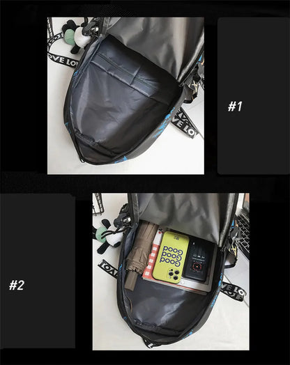 Fengdong school backpack for teenage boys cool school bag college student backpack large capacity schoolbag for boy cute doll