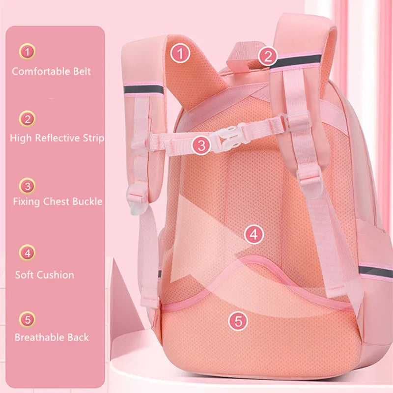 Fengdong school bags for boys large capacity book bag high reflective luminous backpack Elementary student backpack black pink