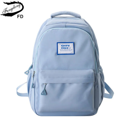 Fengdong simple backpack junior high school bags for teenage girls bookbag female lightweight travel backpack back to school bag