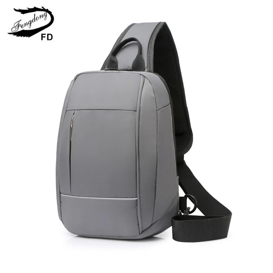 Fengdong small Chest Bag one shoulder sports bag men mini travel bags unisex casual Sling chest bag backbag boy Crossbody Bags