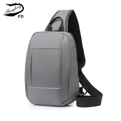 Fengdong small Chest Bag one shoulder sports bag men mini travel bags unisex casual Sling chest bag backbag boy Crossbody Bags