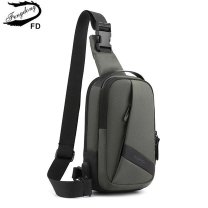 Fengdong small anti-theft chest bag men mini Crossbody Bag travel shoulder bag multifunctional outdoor sports bag cell phone bag